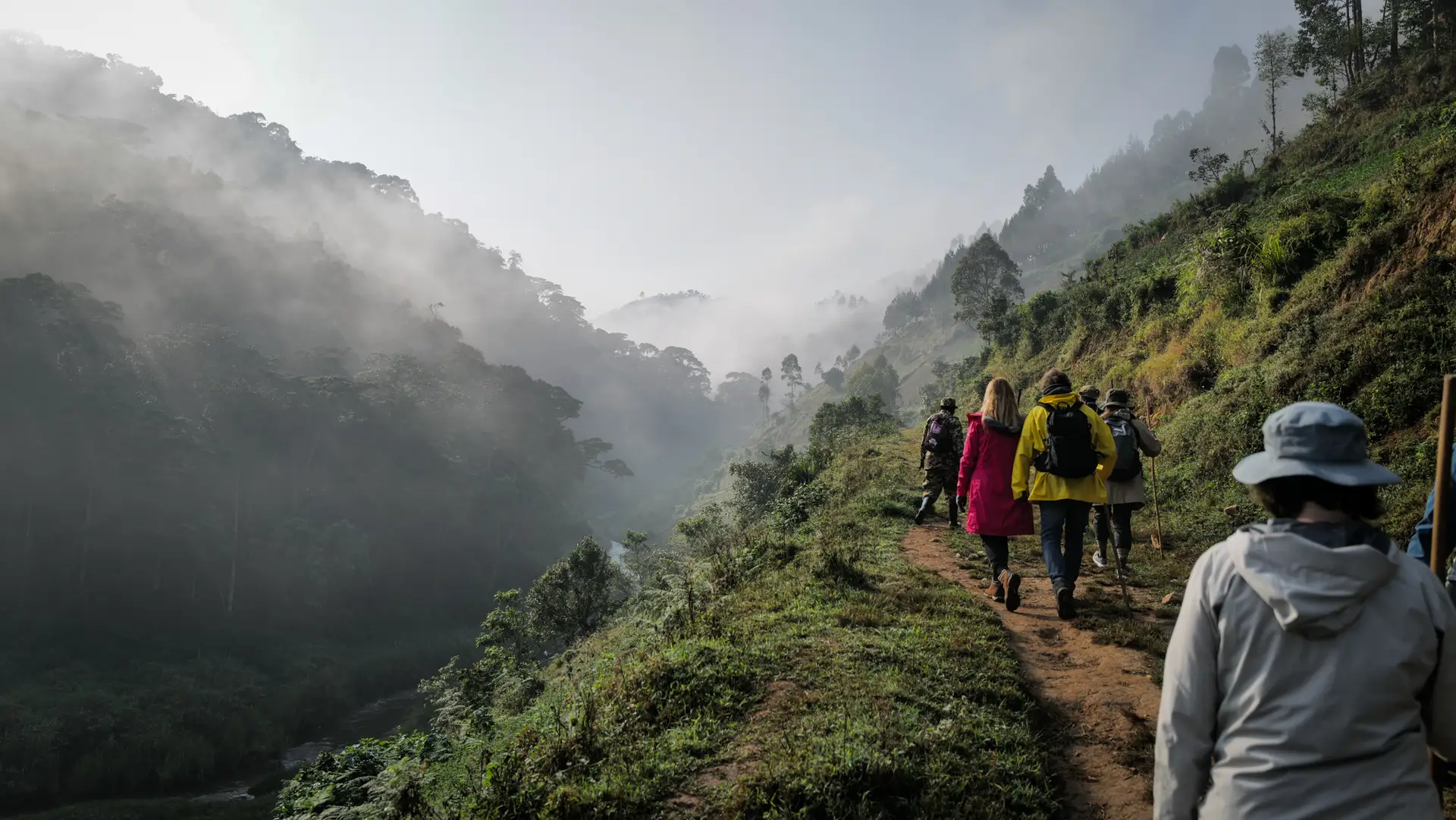 Walking into the mountains for Gorilla Trekking in Rwanda